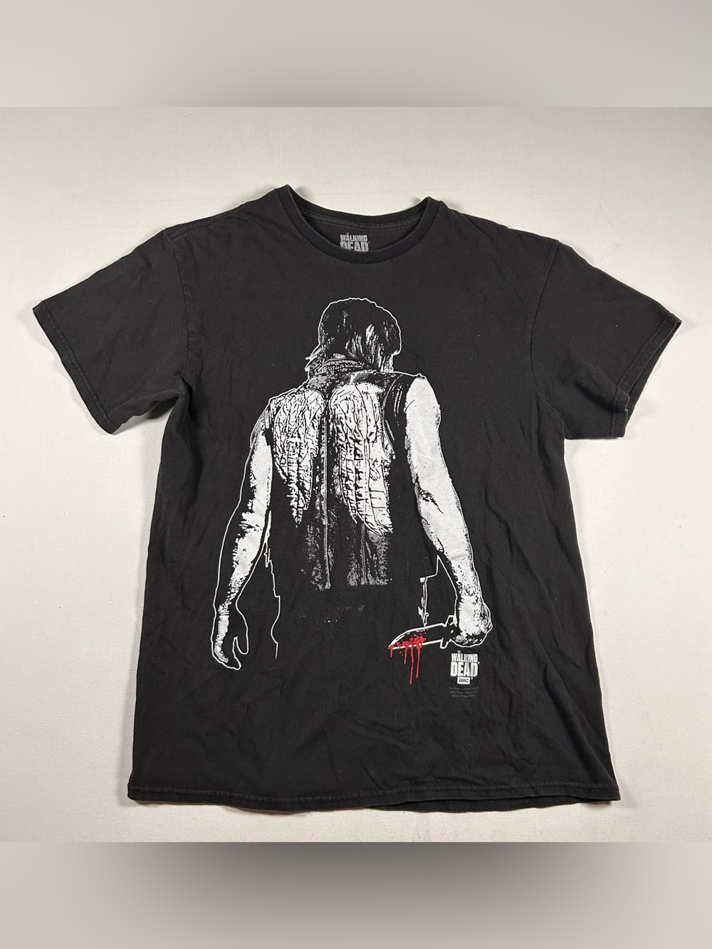 The Walking Dead Daryl Dixon Angel Wings Graphic T-Shirt Mens Medium Black RARE